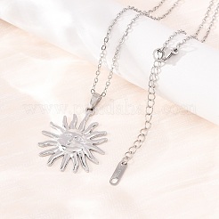 304 Stainless Steel Sun Pendant Cable Chain Necklaces for Men Women&nbsp;NJEW-K308-04E-P