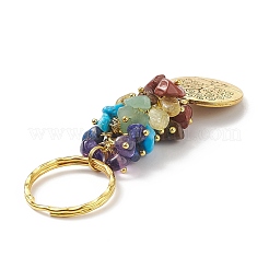 Chakra Natural Gemstone Chip Pendant Keychain&nbsp;KEYC-JKC00414-02