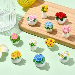 22 Pcs 11 Styles Resin Flower Ornaments&nbsp;DJEW-CJ0001-24
