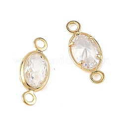 SHEGRACE Brass Pave Cubic Zirconia Oval Connector Charms&nbsp;XGRQ2O560-439A-G