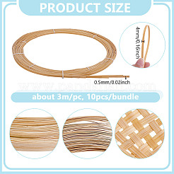 Flat Natural Bamboo Wicker Strips&nbsp;DIY-WH0740-12C