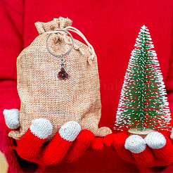 Christmas Tree Tibetan Style Alloy & Gemstone Chip Keychains&nbsp;KEYC-AB00078