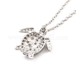 Aquamarine Rhinestone Sea Turtles Pendant Necklace for Women&nbsp;LS-NJEW-I113-02G