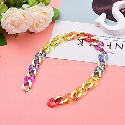 Rainbow Handmade Transparent Acrylic & CCB Plastic Curb Chains&nbsp;X-AJEW-JB00831