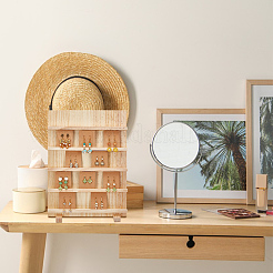 5-Tier Rectangle Wooden Earring Display Card Stands&nbsp;EDIS-WH0032-19