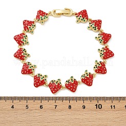 Brass Micro Pave Cubic Zirconia Enamel Link Bracelets&nbsp;BJEW-Z126-02G