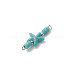 10Pcs 2 Colors Starfish & Rondelle Dyed Synthetic Turquoise Beaded Connector Charms&nbsp;PALLOY-JF03948
