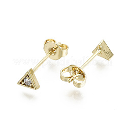 Brass Micro Pave Clear Cubic Zirconia Stud Earrings&nbsp;EJEW-T046-33G-NF