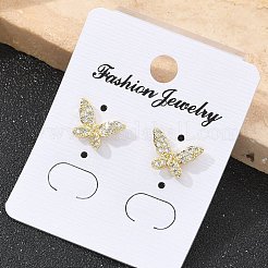 Brass Micro Pave Clear Cubic Zirconia Stud Earrings&nbsp;EJEW-M076-02G-02