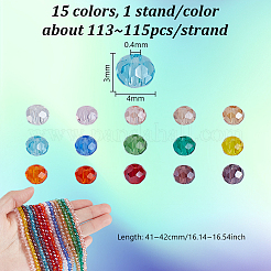 15 Strands 15 Colors Electroplate Glass Beads Strands&nbsp;EGLA-PH0001-77A