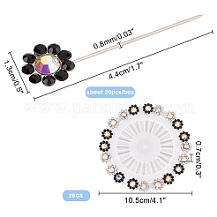 Alloy Rhinestone Flower Long Pins&nbsp;FIND-WH0111-322