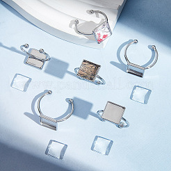 DIY Blank Square Cuff Ring Making Kit&nbsp;DIY-UN0005-39