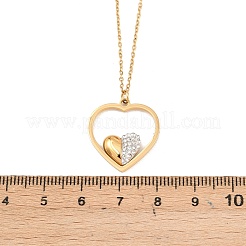 304 Stainless Steel with Polymer Clay Crystal Rhinestone Heart Pendant Necklaces for Women&nbsp;NJEW-A064-03G