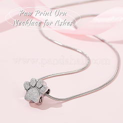Paw Print Urn Ashes Necklace&nbsp;NJEW-WH0024-01S