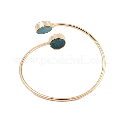 Dyed Natural Druzy Agate Beaded Cuff Bangle&nbsp;BJEW-N029-02G