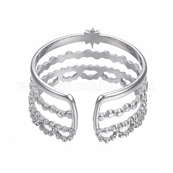 Non-Tarnish 304 Stainless Steel Star Open Cuff Ring&nbsp;RJEW-T023-94P