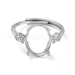 Adjustable 925 Sterling Silver Solitaire Ring Settings&nbsp;STER-K179-04P