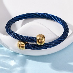 304 Stainless Steel Torque Bangles for Women&nbsp;BJEW-P310-22BL