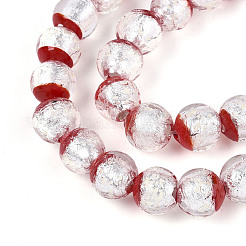 Luminous Handmade Lampwork Silver Foil Beads Strand&nbsp;FOIL-N029-03E