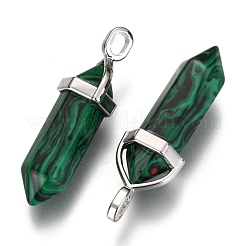 Dyed Synthetic Malachite Pointed Pendants&nbsp;G-F295-03D