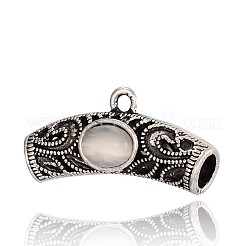 Curved Tube Antique Silver Plated Alloy Cat Eye Tube Bails&nbsp;ENAM-J492-04AS