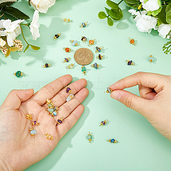 84Pcs 7 Colors Natural Gemstone Connector Charms&nbsp;PALLOY-FH00125