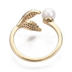 Brass Micro Pave Clear Cubic Zirconia Cuff Rings&nbsp;RJEW-N030-008-NF