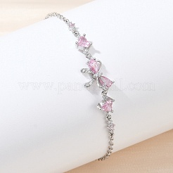 Brass Micro Pave Cubic Zirconia Link Bracelets&nbsp;BJEW-Z122-01P