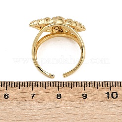 Brass Micro Pave Cubic Zirconia Cuff Rings for Women&nbsp;RJEW-L132-03G-03