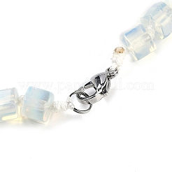 Opalite Hexagon Prism Graduated Beaded Necklaces for Women Men&nbsp;NJEW-K388-03G