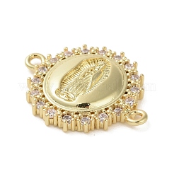 Religion Brass Micro Pave Clear Cubic Zirconia Connector Charms&nbsp;KK-H466-10G-02