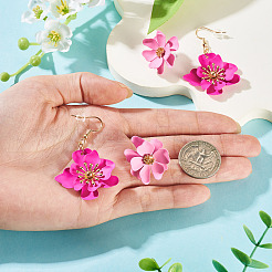 2 Pairs 2 Styles Iron Flower Dangle Earrings and Sweet and Stylish Multi-layer Petal Flower Stud Earrings&nbsp;EJEW-TA0001-80A