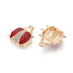 Rack Plating Alloy & Rhinestone & Enamel Pendants&nbsp;ENAM-T024-02A-G