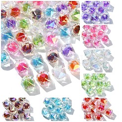 10Pcs Two Tone UV Plating Rainbow Iridescent Acrylic Beads&nbsp;TACR-YW0002-33E