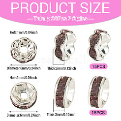 30Pcs 2 Colors Brass Rhinestone Spacer Beads&nbsp;RB-TA0001-29D