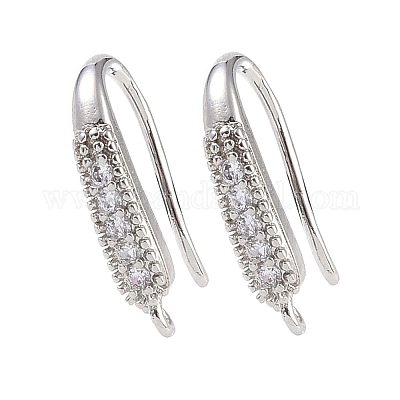 Brass Micro Pave Clear Cubic Zirconia Earring Hooks&nbsp;KK-U008-06P-1