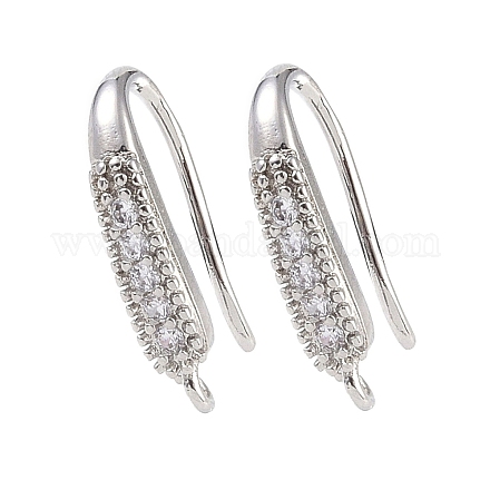 Brass Micro Pave Clear Cubic Zirconia Earring Hooks&nbsp;KK-U008-06P-1