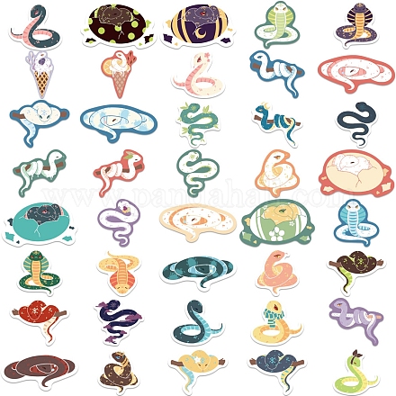 40Pcs Snake PVC Waterproof Sticker Labels STIC-PW0024-03-1