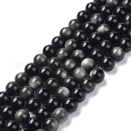 Natural Silver Obsidian Beads Strands G-D083-01B-1