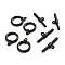 304 Stainless Steel Toggle Clasps, Ring, Ion Plating(IP), Electrophoresis Black, Ring: 18x14x3mm, Hole: 1.5mm, Bar: 23.5x7x3, Hole: 1.8mm