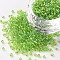 Round Glass Seed Beads, Transparent Colours Rainbow, Round, Green Yellow, 12/0, 2mm, Hole: 1mm, about 30000pcs/pound