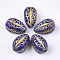 Plating Acrylic Beads, Metal Enlaced, teardrop, Dark Blue, 18.5x11x11mm, Hole: 2mm, about 340pcs/500g