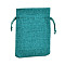 Burlap Packing Pouches Drawstring Bags, Dark Cyan, 13.5~14x9.5~10cm