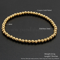 Shell Round Beads Stretch Bracelets for Men Women, Golden, 7-7/8 inch(20cm)