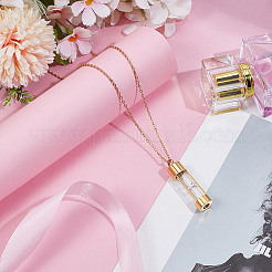 1Pc Column Glass Urn Ashes Necklaces&nbsp;NJEW-DR0001-05G