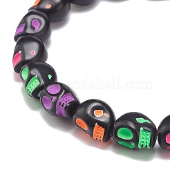 Acrylic Skull Beaded Stretch Bracelet&nbsp;BJEW-JB08544