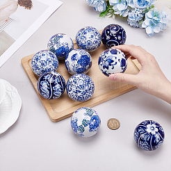10Pcs Floral Printed Porcelain Beads&nbsp;PORC-UN0001-06