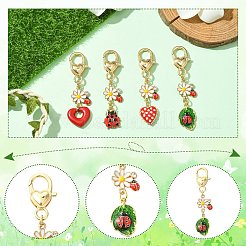4Pcs 4 Styles Alloy Enamel Keychains&nbsp;KEYC-CJ00011