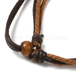 Natural Wooden & Synthetic Turquoise Polygon Double Layered Necklaces&nbsp;NJEW-P281-02AS