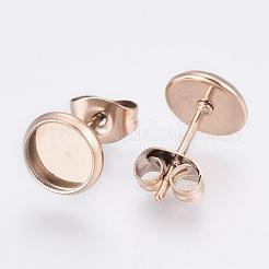 Ion Plating(IP) 304 Stainless Steel Stud Earrings Findings&nbsp;STAS-E117-09RG